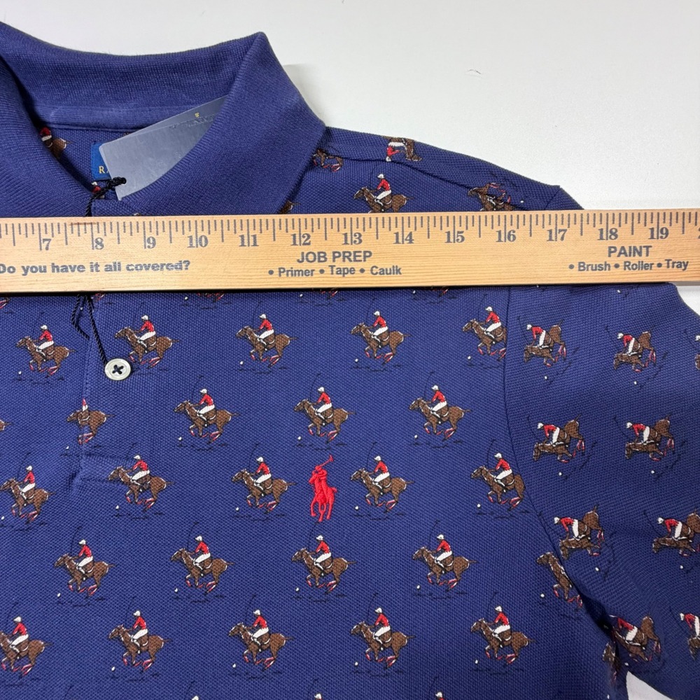 Polo Ralph Lauren Polo Men Small Blue All Over Pony Print Classic Fit Short Slee - Picture 8 of 11